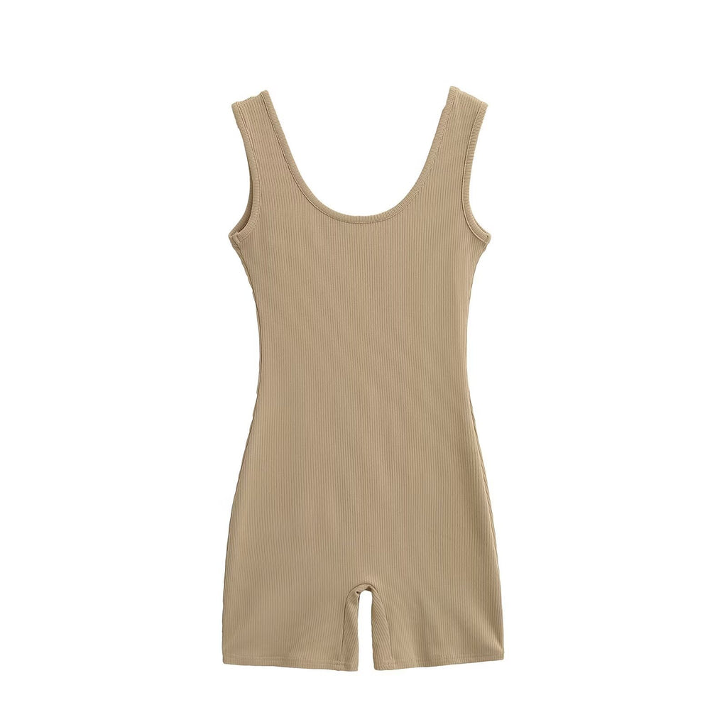 Large backless yoga jumpsuit shorts