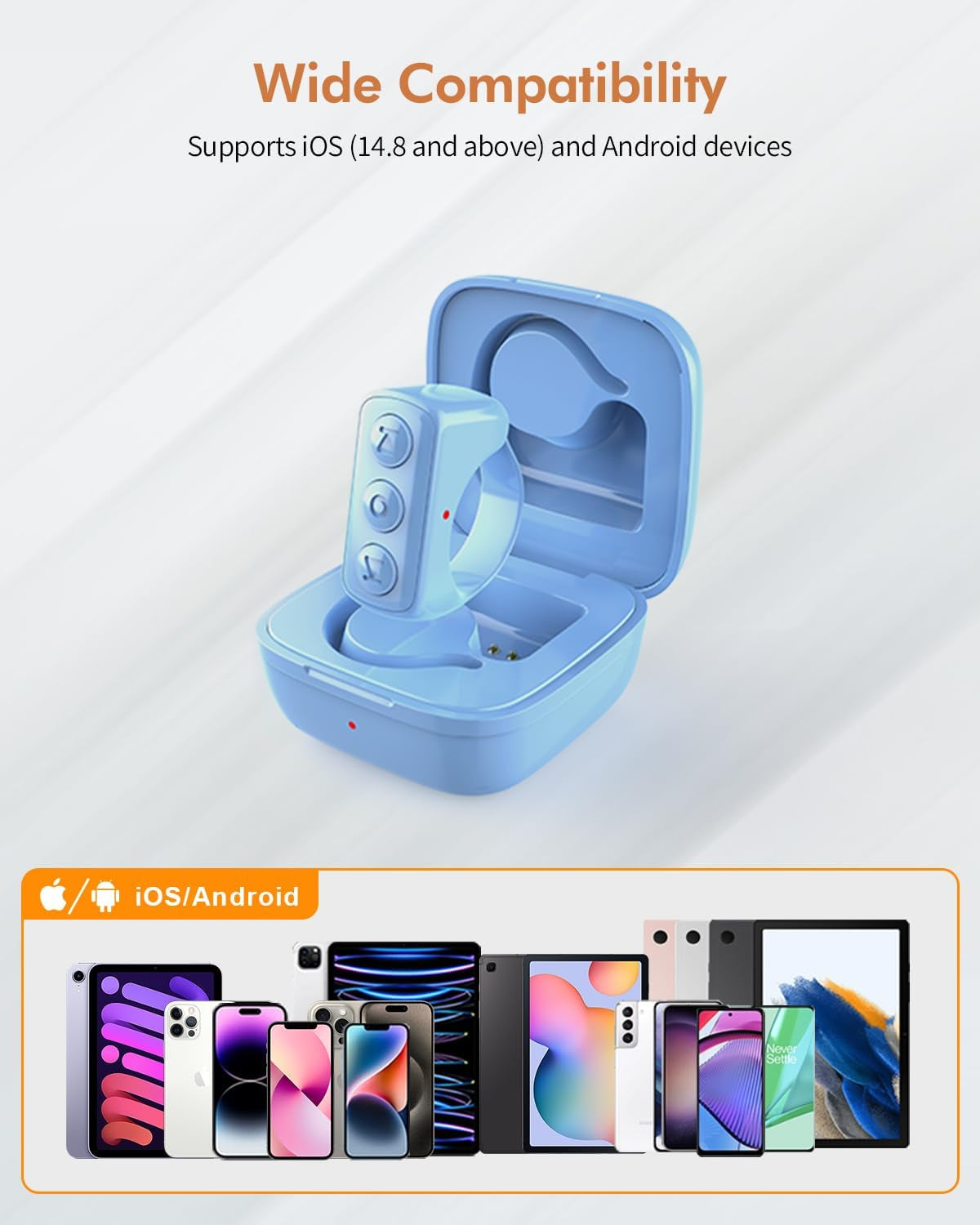 Tiktok Scrolling Ring, Bluetooth Remote Control Page Turner for Ios Ipad Android, Finger Scroller for Tiktok Camera Video Shutter Selfie Button - Blue
