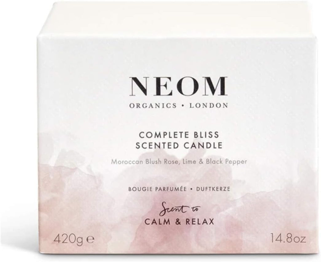 - Complete Bliss Scented Candle, 3 Wick | Blush Rose, Lime & Black Pepper | Essential Oil Aromatherapy Candle | Scent to De-Stress