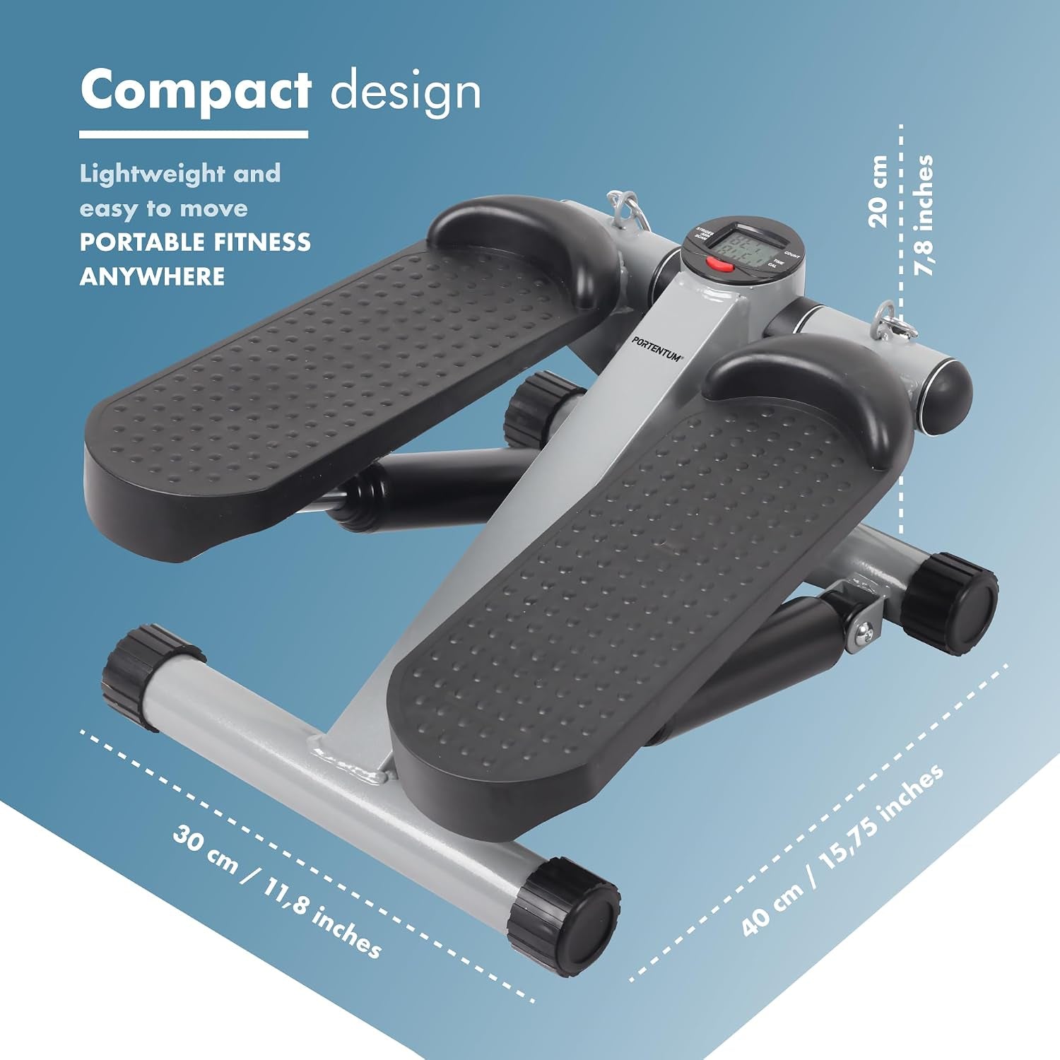 Mini Steppers for Exercise Workout with Resistance Bands and LCD Display 5 Functions — Stepper 3-In-1 for Legs, Glutes and Arms — Adjustable Intensity — Easy to Store Home Workout Equipment