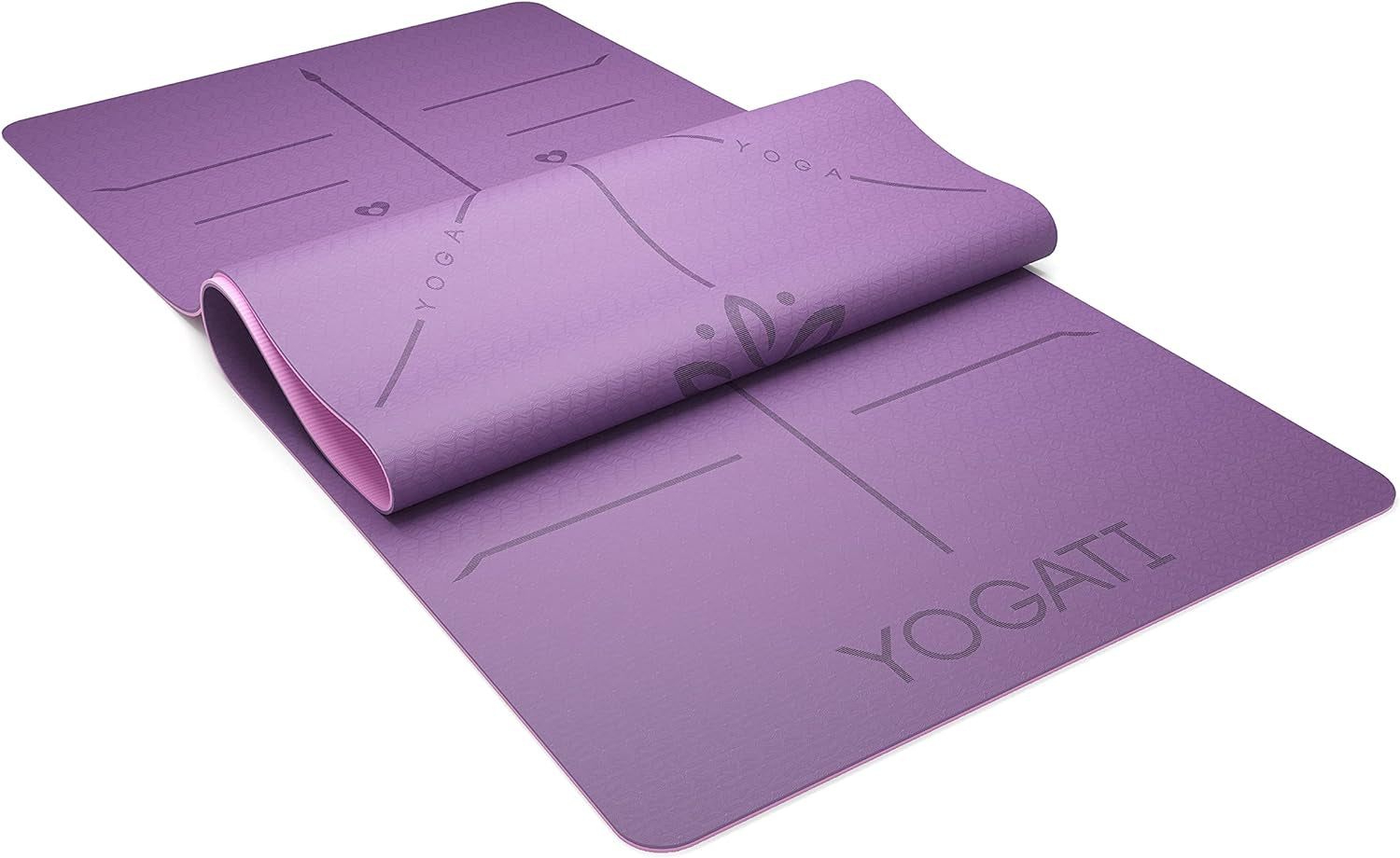 Yoga Mat with Alignment Lines. Yoga Mats with Carry Strap Perfect for Pilates and Fitness Workout, Eco Friendly Non Slip Thick Yoga Mats for Women and Men - Yoga Matt.