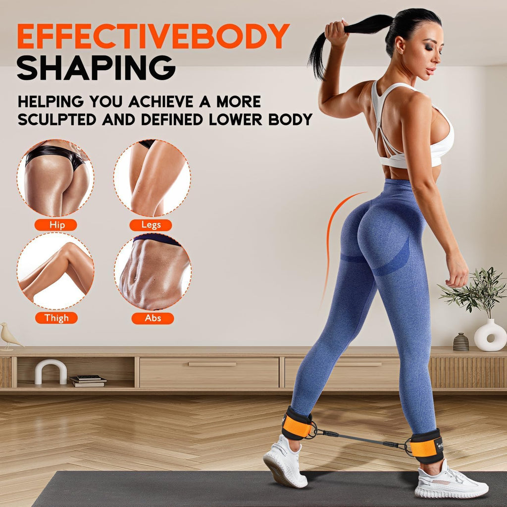Ankle Resistance Bands with Cuffs, Ankle Bands for Working Out, Resistance Bands for Leg Butt Training Gym Equipment for Kickbacks Hip Gluteus Training Exercises, Ankle Strap with Exercise Bands