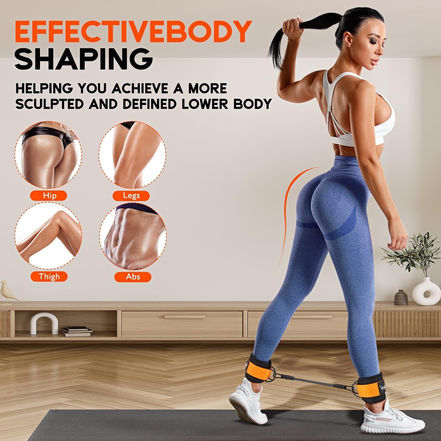 Ankle Resistance Bands with Cuffs, Ankle Bands for Working Out, Resistance Bands for Leg Butt Training Gym Equipment for Kickbacks Hip Gluteus Training Exercises, Ankle Strap with Exercise Bands
