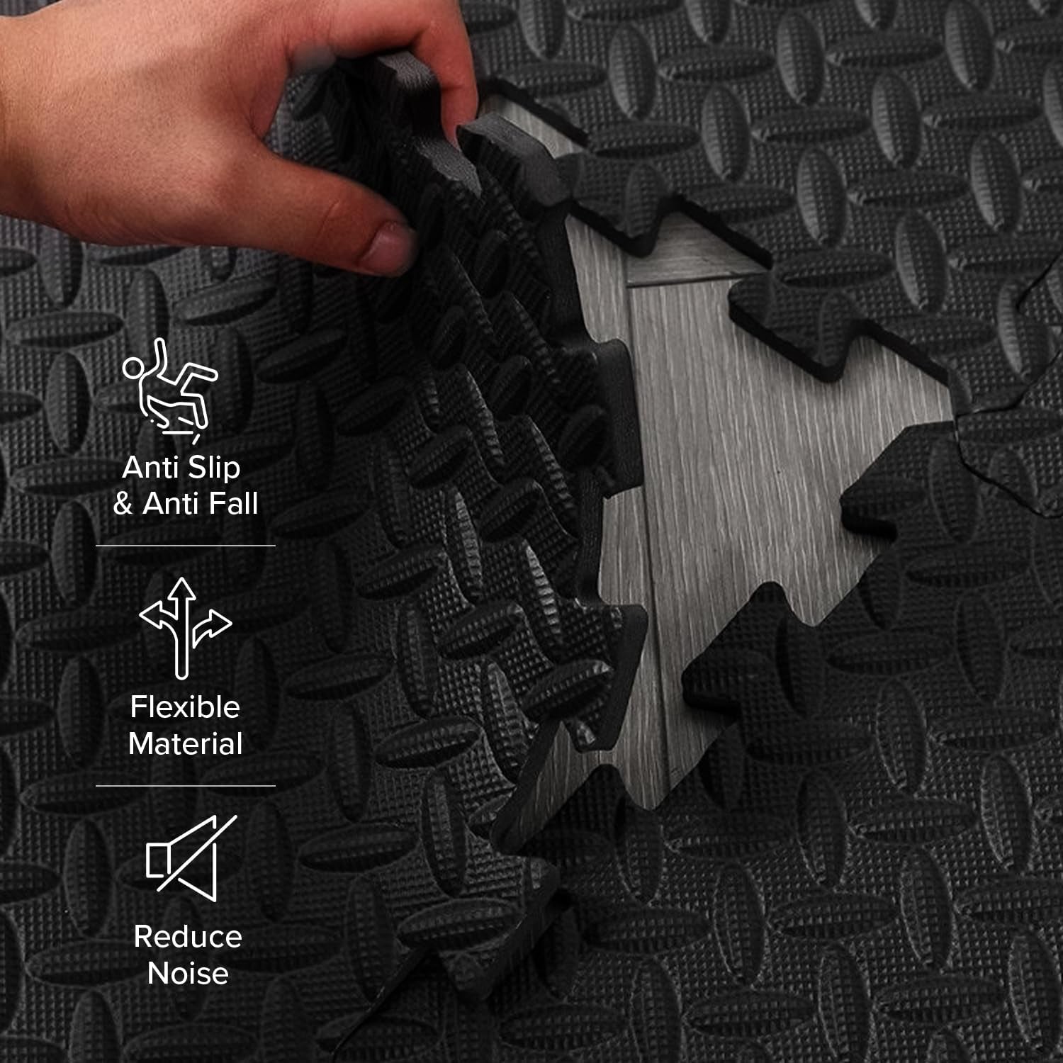 Interlocking Foam Mats Soft | (60 X 60 Cm) Eva Exercise Mat | 12 Tiles Covers 48 Square Feet | Rubber Matting Non-Slip for Gym Floor | Thick Yoga Exercise Matt for Home, Gym, or Office