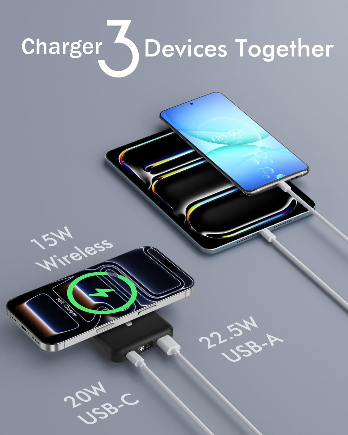 for Magsafe Power Bank 10000Mah Magnetic Portable Charger with Stand