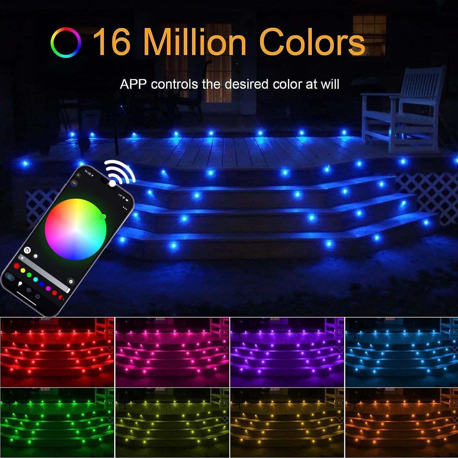 6 Pack RGB Wifi LED Decking Lights, IP67 Waterproof Ø30Mm Plinth Lights