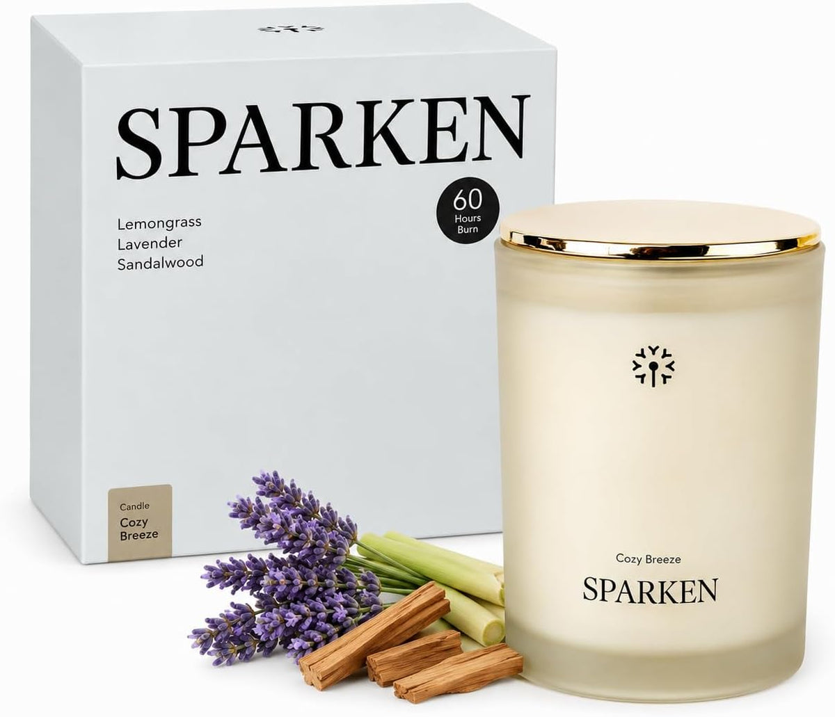 Aromatherapy Candle Gift Set, Lavender, Lemongrass & Sandalwood, 60 Hr