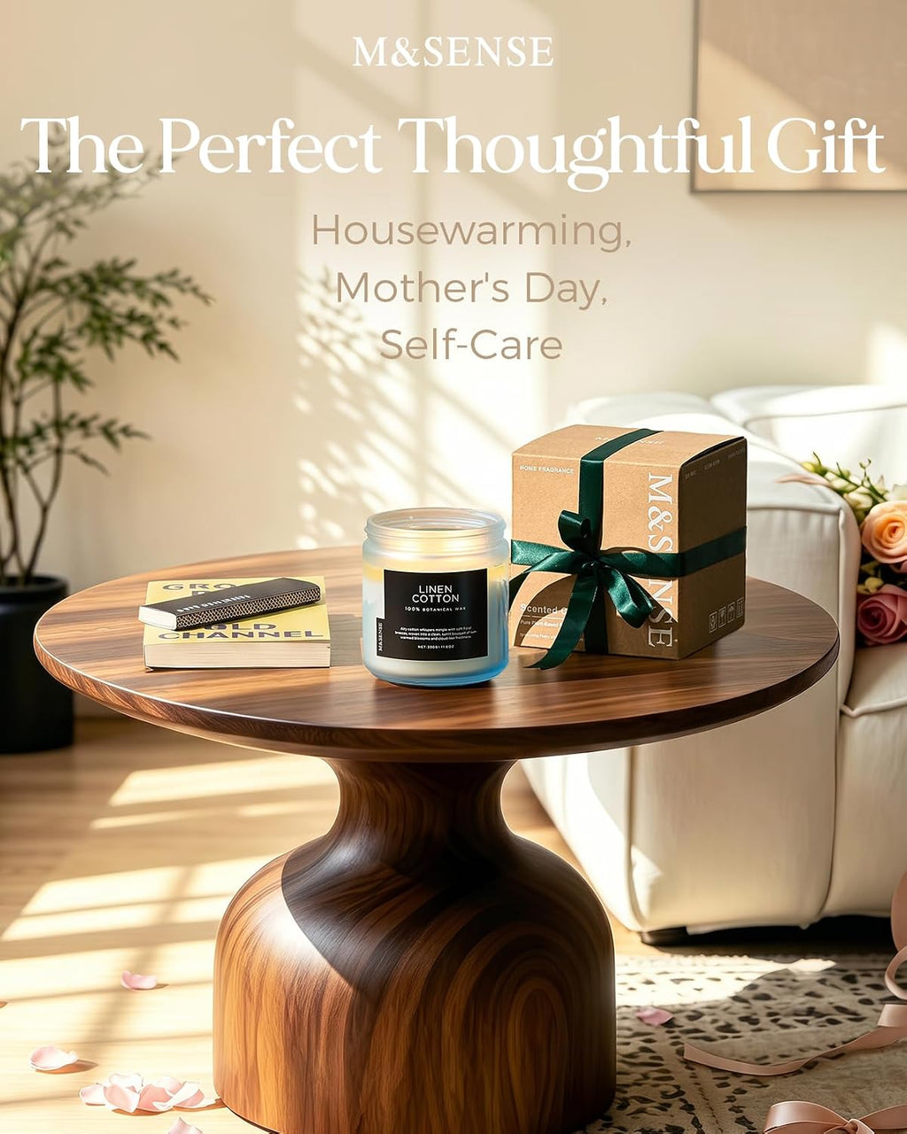 Sandalwood Rose Medium Aromatherapy Candles for Relaxing Stress Relief 330G 70H Soy Wax Scented Candles Gifts for Women Men 2 Wick Organic Non Toxic Home Fragrance Candles for Bedroom