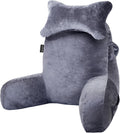 Reading Pillow for Sitting in Bed Couch Adult, Back Pillow with Arm Support and Pockets, Adult Back Pillow Bed Chair for Bed Rest, Reading, Watching TV, Gaming for Boys and Girls Dark Grey