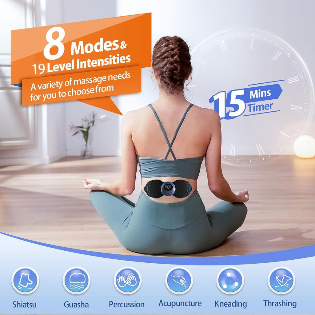 Wirelss TENS Machine for Pain Relief, Nerve Muscle Stimulator for Pain Management with 8 Modes,19 Levels, Mini Neck Massager,Rechargeable TENS Unit for Back,Neck,Shoulder,Knee,Body