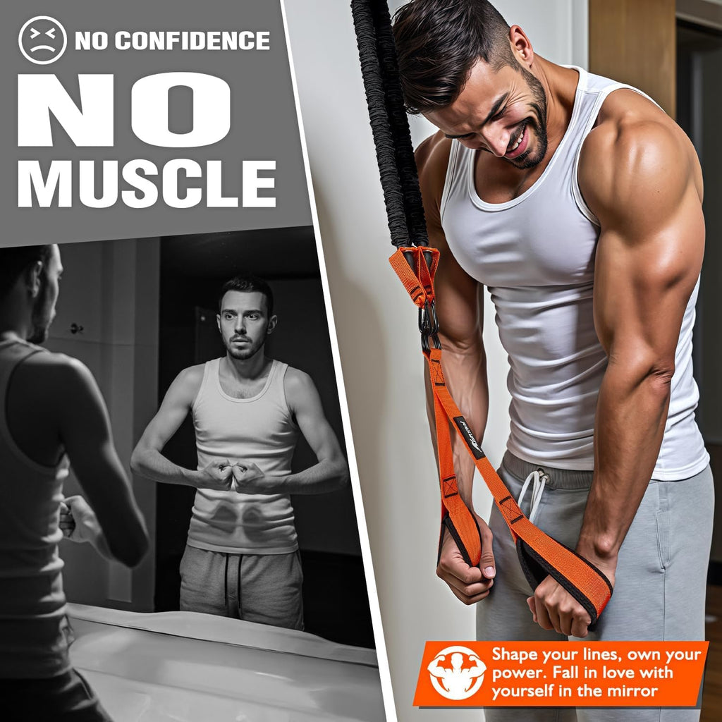 Resistance Bands Training for Arms, Biceps, Triceps, Back, Abs, Shoulders, Exercise Bands with Handles, Door Anchor, Heavy Duty Home Gym Workout Equipment for Face Pulls, Tricep Pushdowns