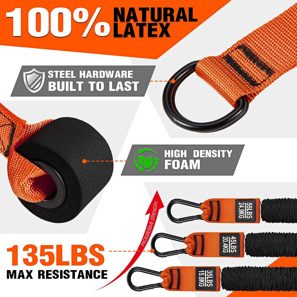 Resistance Bands Training for Arms, Biceps, Triceps, Back, Abs, Shoulders, Exercise Bands with Handles, Door Anchor, Heavy Duty Home Gym Workout Equipment for Face Pulls, Tricep Pushdowns