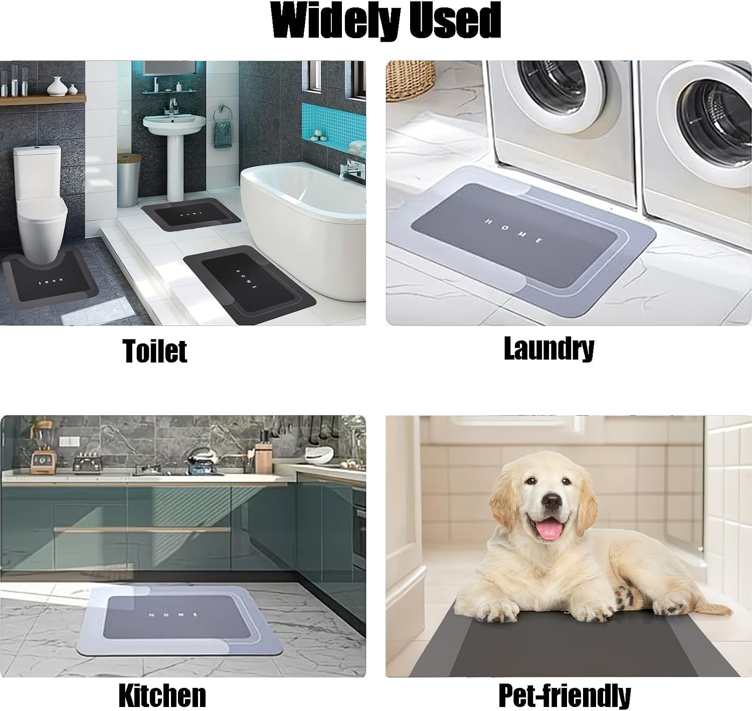 3-Piece Diatomite Bath Mat Set – Quick Dry Cooling Stone Bathroom Mats, Non Slip Absorbent Bath Rug Set with U-Shaped Toilet Mat, Khaki, 50X80+50X60U+40X60Cm