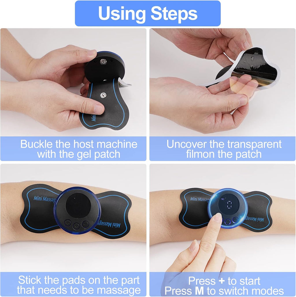 2PCS Mini Neck Massager, Body Massage & Cervical Massagers, Whole Body Massager, Shoulder Electric Massagers, Ratigue Relief for Arms, Neck, Back, Waist, and Legs | 6 Patches | Remote Control
