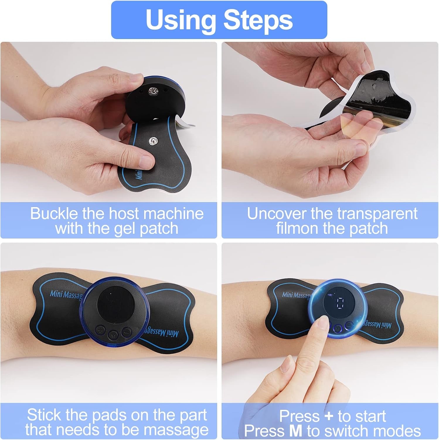 2PCS Mini Neck Massager, Body Massage & Cervical Massagers, Whole Body Massager, Shoulder Electric Massagers, Ratigue Relief for Arms, Neck, Back, Waist, and Legs | 6 Patches | Remote Control
