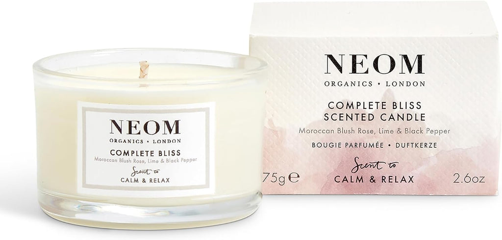 - Complete Bliss Scented Candle, Travel Size | Blush Rose, Lime & Black Pepper | Essential Oil Aromatherapy Candle | Scent to De-Stress
