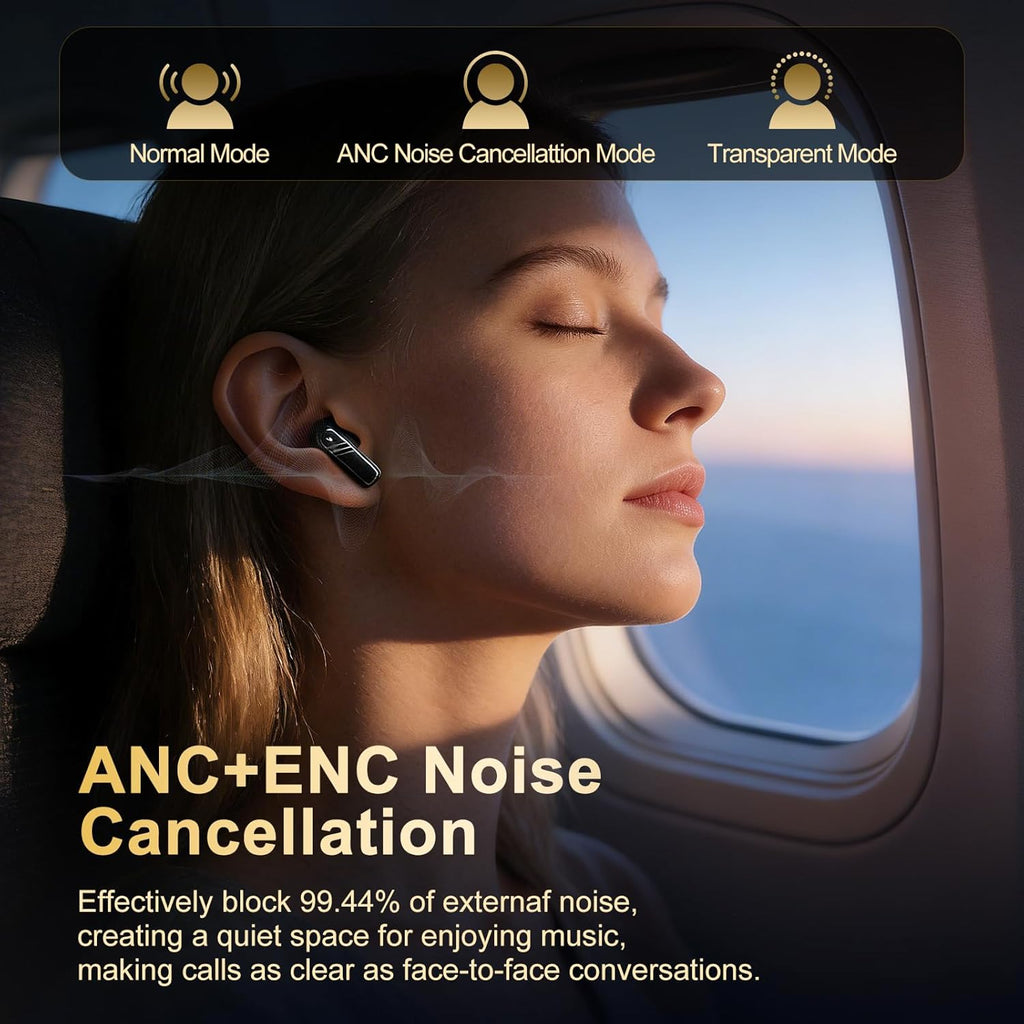 Wireless Earbuds with Smart Touch Screen, in Ear Headphones with 10Mm Drivers for Big Bass, 24H Playtime Hi-Fi Stereo Sound, ANC/ENC ​Noise Cancelling,Ipx5,Earphones for Iphone Android Sports​