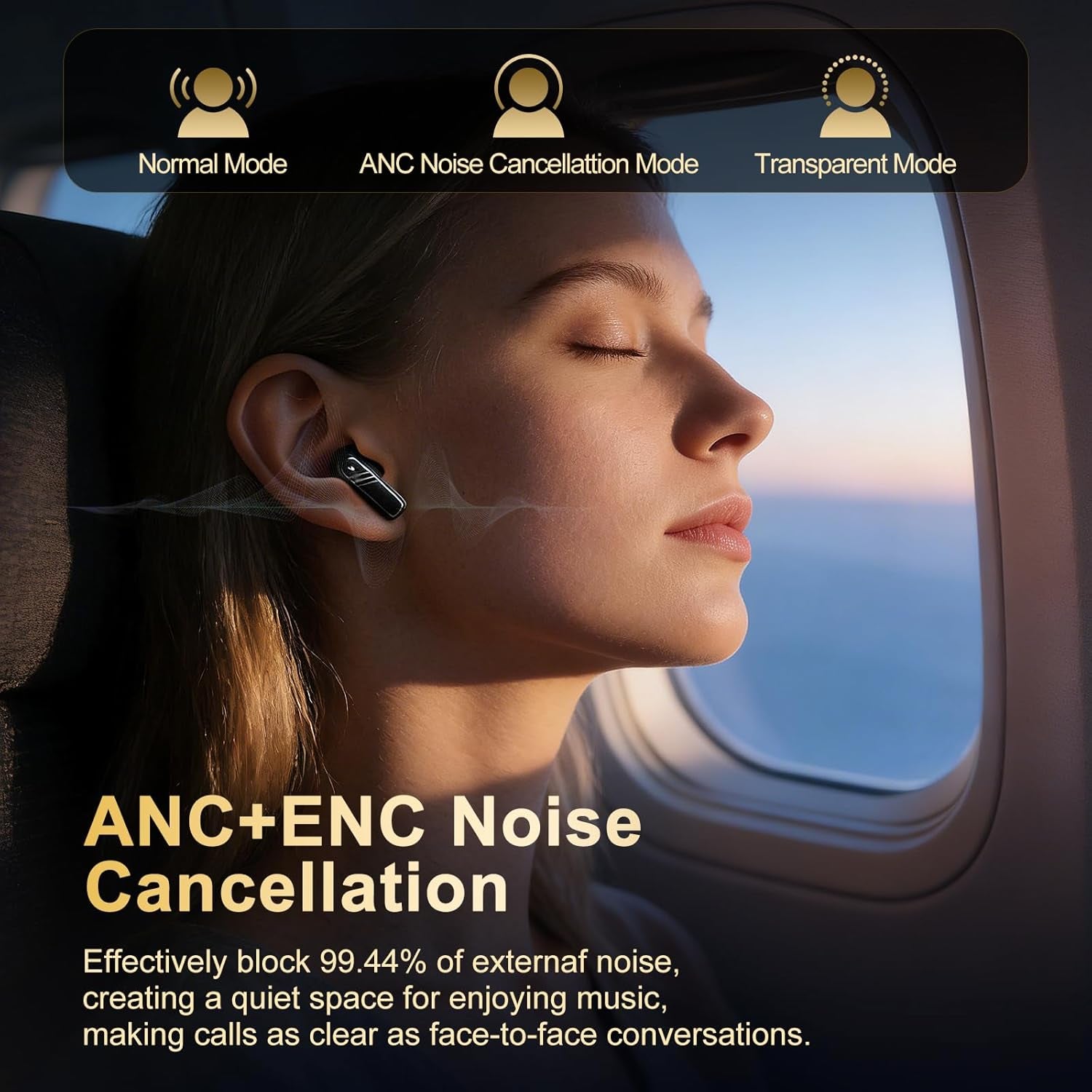 Wireless Earbuds with Smart Touch Screen, in Ear Headphones with 10Mm Drivers for Big Bass, 24H Playtime Hi-Fi Stereo Sound, ANC/ENC ​Noise Cancelling,Ipx5,Earphones for Iphone Android Sports​