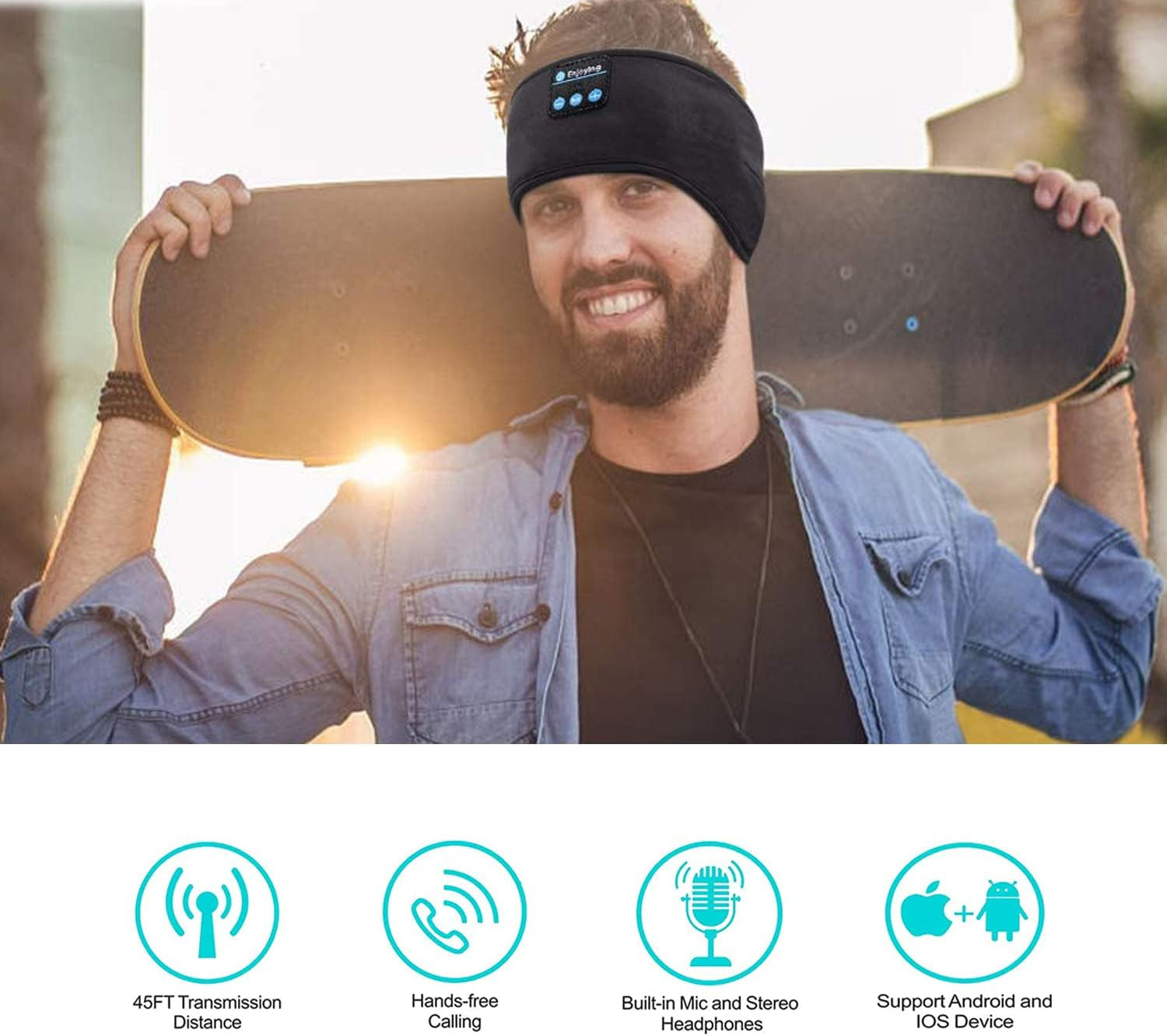 Sleep Headphones V5.0 Wireless Bluetooth Snoozeband Built-In HD Speakers