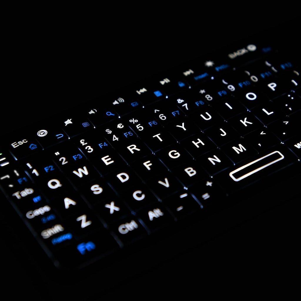 Mini Wireless Keyboard with Trackpad, IR Remote, Small Keyboard for Home Entertainment, Smart TV, Mac, Laptop, Windows, Tablet, Projector (2.4G+Bluetooth, Rechargeable, Backlit)
