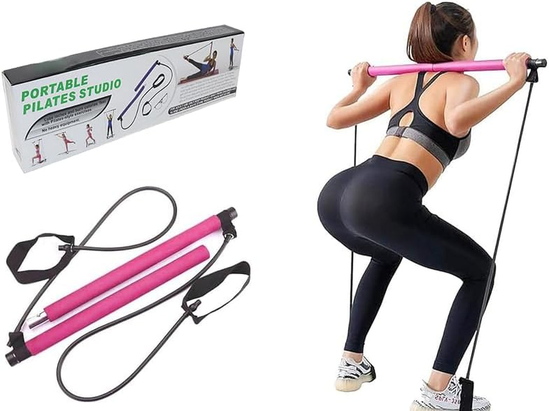 Pilates Bar with Resistance Band Bar Portable Pilates Studio, Pilates Equipment Home Pilates Kit for Full Body Workout, at Home Pilates Kit Exercise Pilates Set for Women and Men
