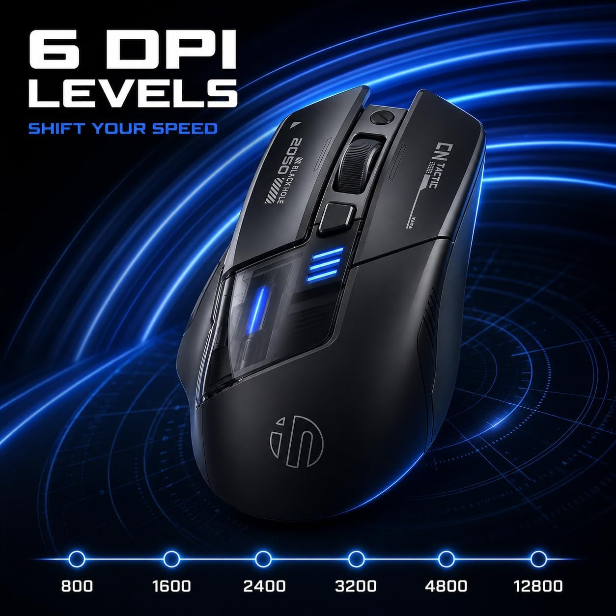 A9 V2 Explorer Wireless Gaming Mouse, 12800 DPI Silent Mouse