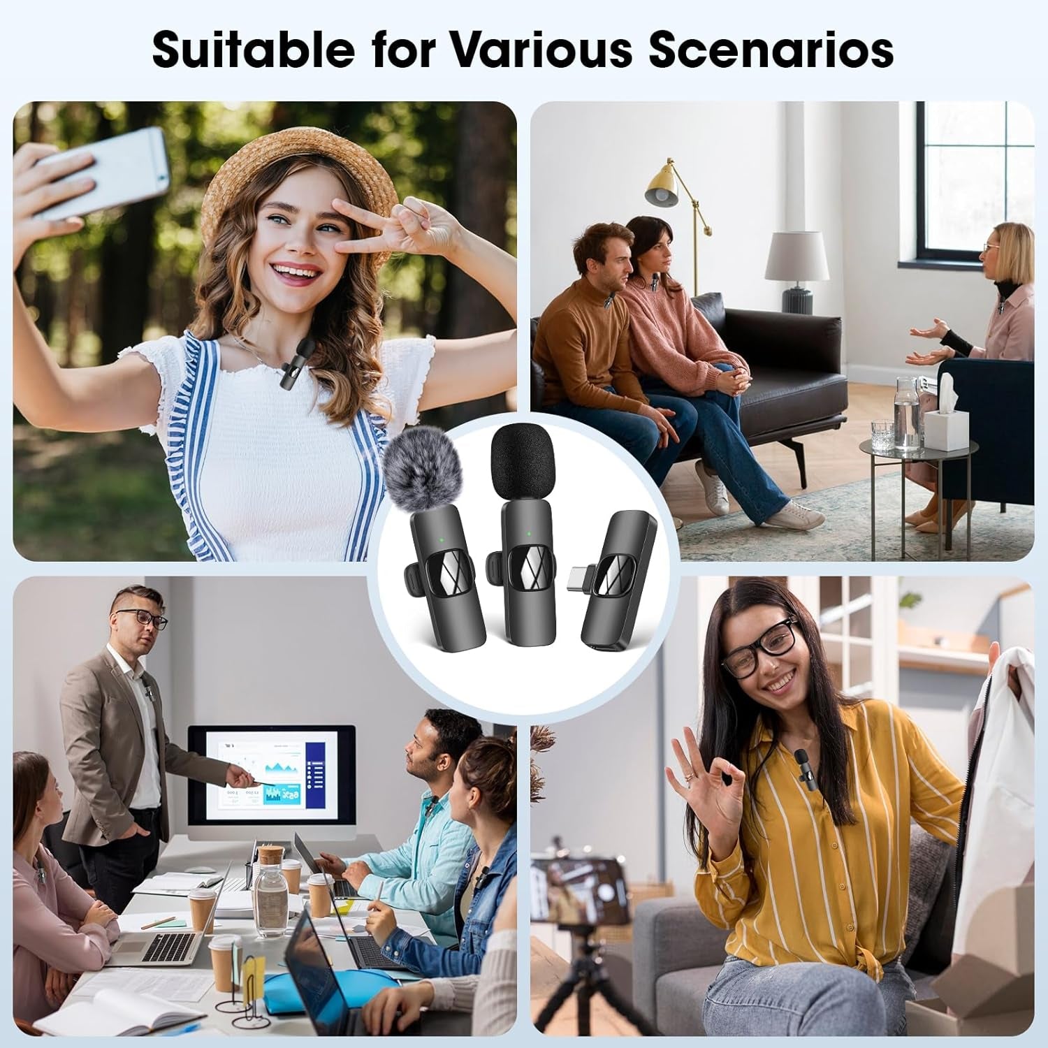 Wireless Lavalier Microphone for Iphone - Ipad, Android Phone,Computer, Mini Lapel Mic with Noise Reduction and Crystal Sound for Video Recording, Vlogging, Tiktok, Youtube