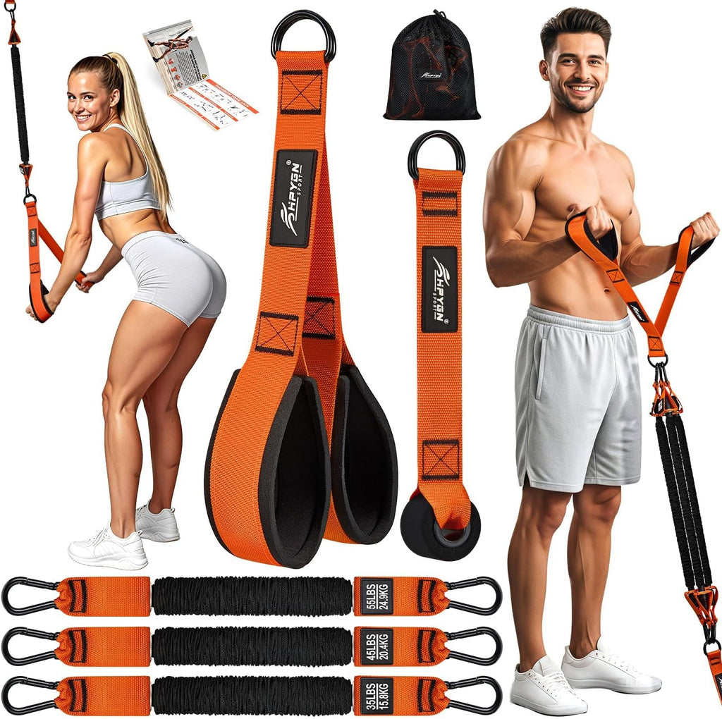 Resistance Bands Training for Arms, Biceps, Triceps, Back, Abs, Shoulders, Exercise Bands with Handles, Door Anchor, Heavy Duty Home Gym Workout Equipment for Face Pulls, Tricep Pushdowns