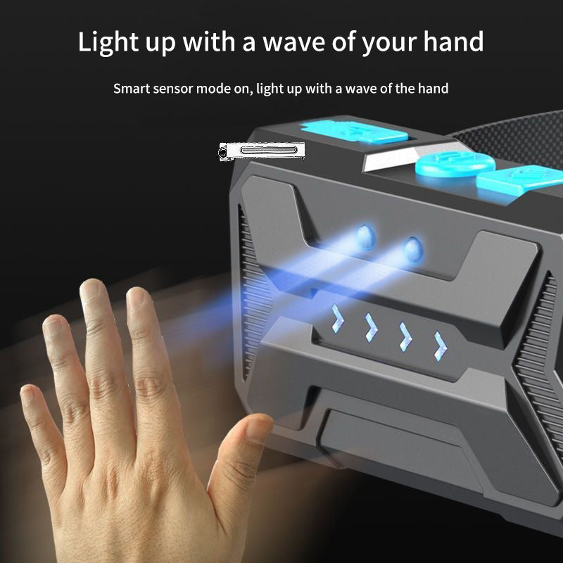 LED Induction COB Headband Light Outdoor Cycling Lights USB Rechargeable Night Running Lights Strong Light Silicone Headlamp