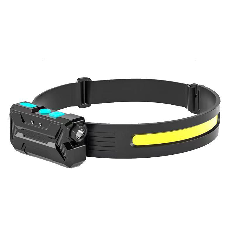 LED Induction COB Headband Light Outdoor Cycling Lights USB Rechargeable Night Running Lights Strong Light Silicone Headlamp