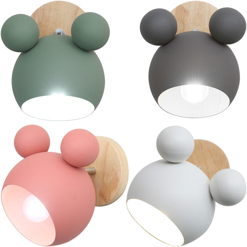 Nordic Wall Lamp Bedroom Bedside Lamp Pink Cute Personality Decorative Lamp Macaron Simple Children's Room Wall Lamp
