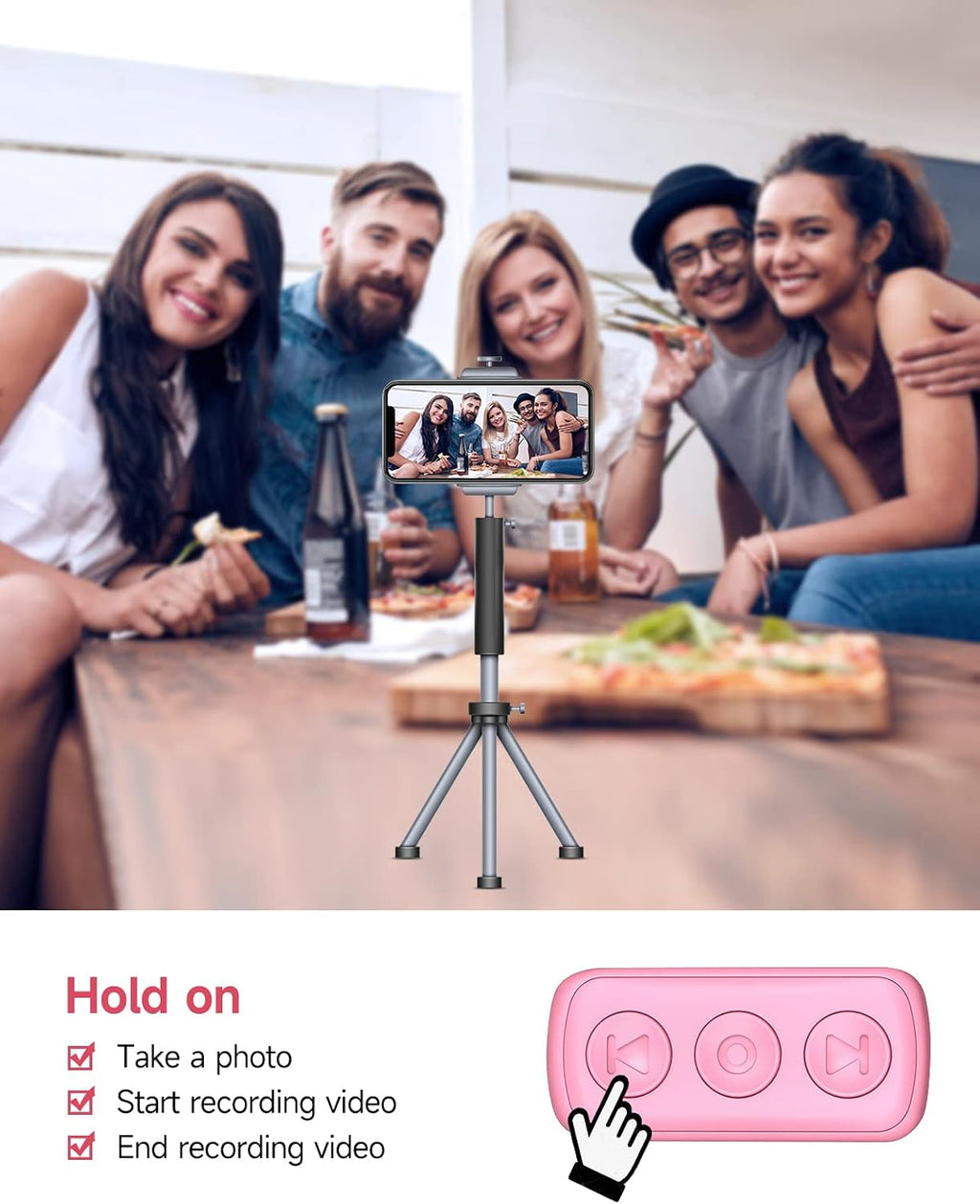 Tiktok Remote Control Ring Finger Scroller Remote E-Book Bluetooth Scrolling Ring Page Turner,Compatible with Iphone,Ipad,Android(Pink)