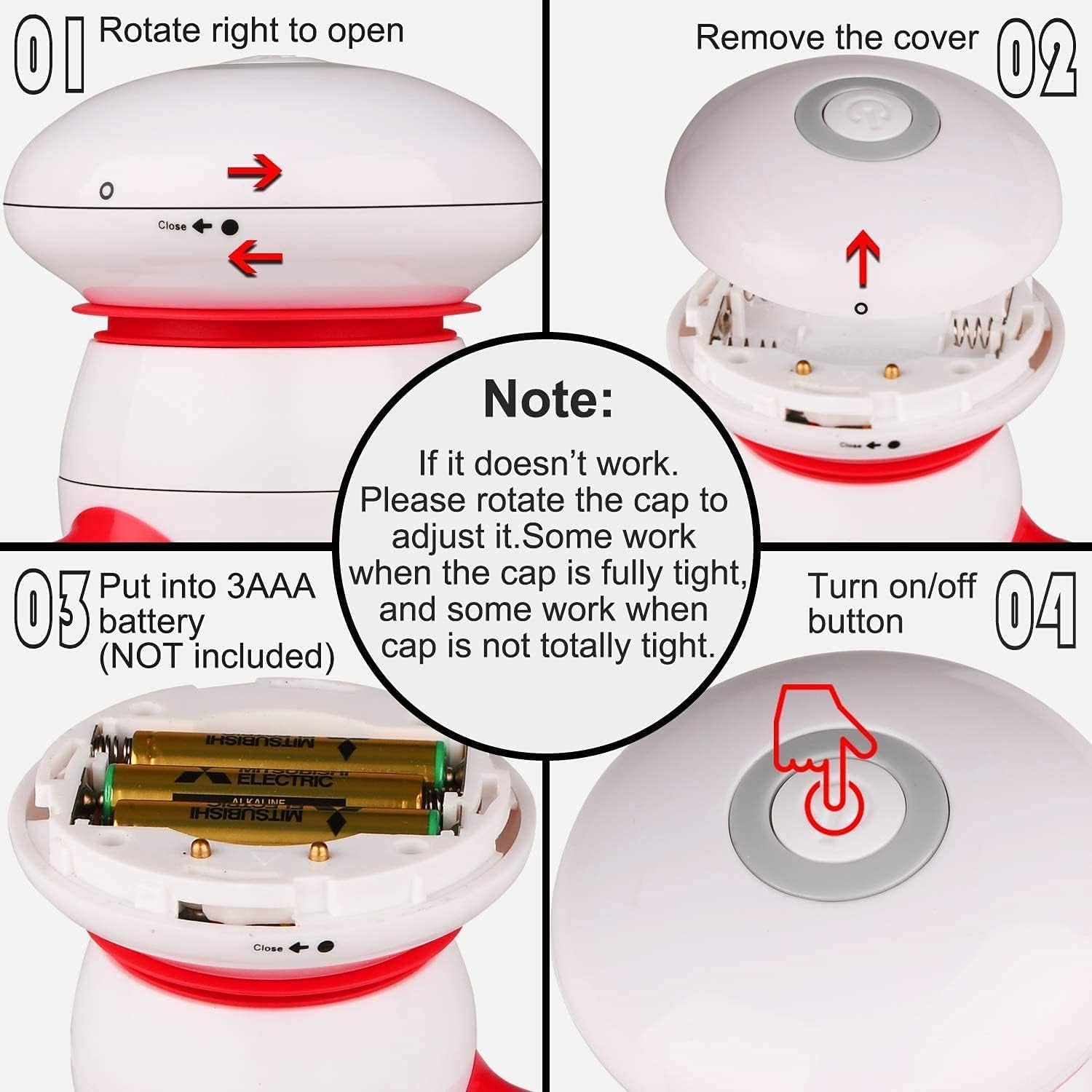 Cordless Mini Massager Portable Hand-Held Electric Vibrating Deep Tissue Percussion Body Massager for Back, Neck, Hand, Shoulder, and Full Body Pain Relief, 3AAA Battery Operated to Use Everywhere