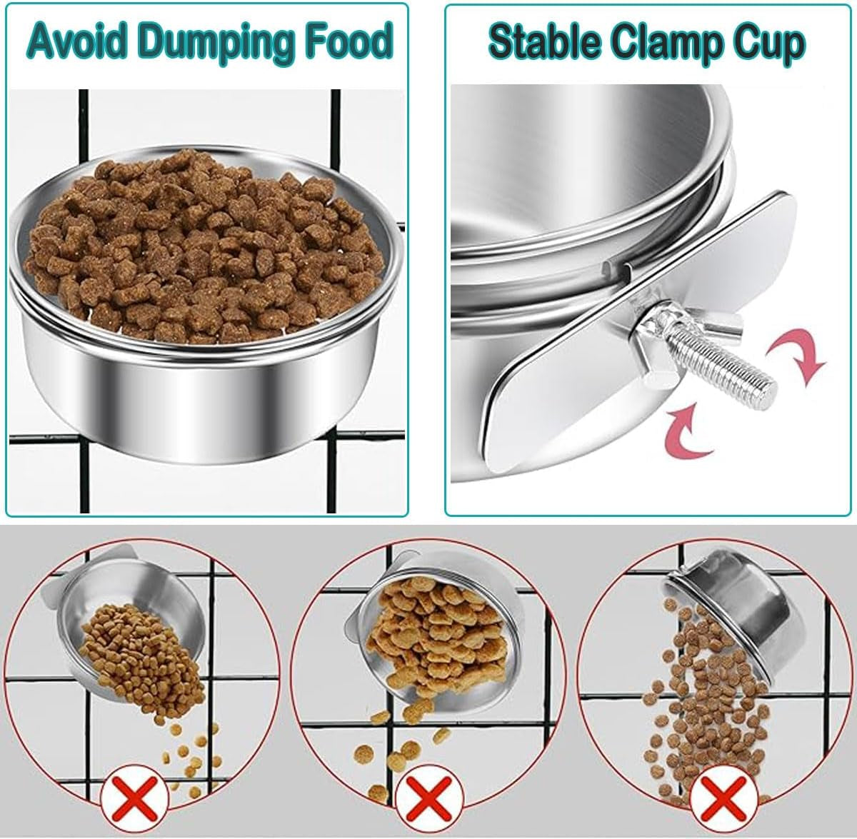 No Mess Bird Feeder Water Dispenser Set, Automatic Parrot Feeder Cage Accessories, Clear Parakeet Seed Container Food Feeder Drinker for Cage, Cockatiel Finch Lovebirds Budgies Canary (Set-A)