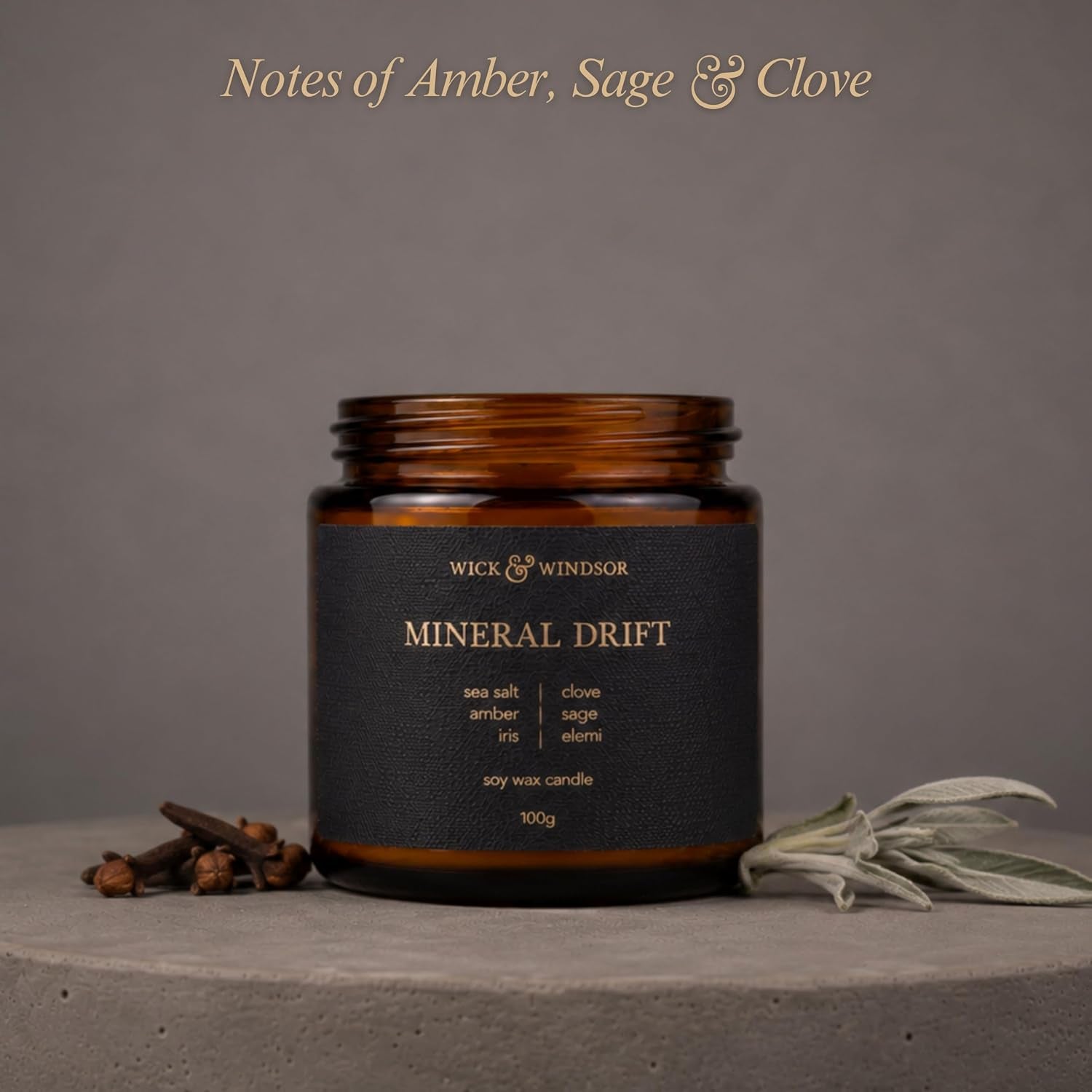 | Scented Candle Gift Set | Origins Collection | 3 Luxury Soy Wax Candles | Wooden Wick | 3×100G | Amber, Black Pepper & Sea Salt | Gift for Him - Birthday, Christmas & Father'S Day