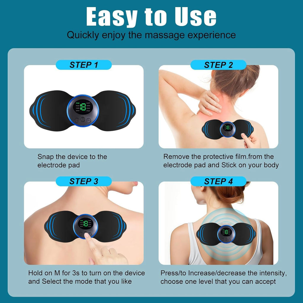 Wirelss TENS Machine for Pain Relief, Nerve Muscle Stimulator for Pain Management with 8 Modes,19 Levels, Mini Neck Massager,Rechargeable TENS Unit for Back,Neck,Shoulder,Knee,Body