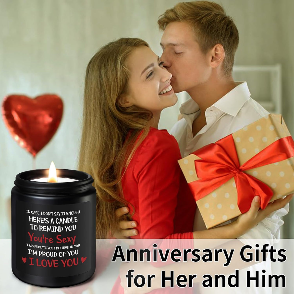 Anniversary Valentines Gifts for Him Her - Sandalwood Scented Candle Birthday Christmas Wedding Romantic I Love You Gifts Presents for Her Girlfriend Boyfriend Wife Husband Women Men