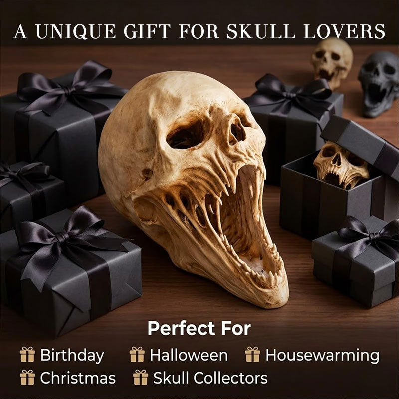 Gothic 3D Demon Skull Sculpture, Horror Skull Decor, Halloween Tabletop Figurine, Dark Gothic Home or Bar Decoration