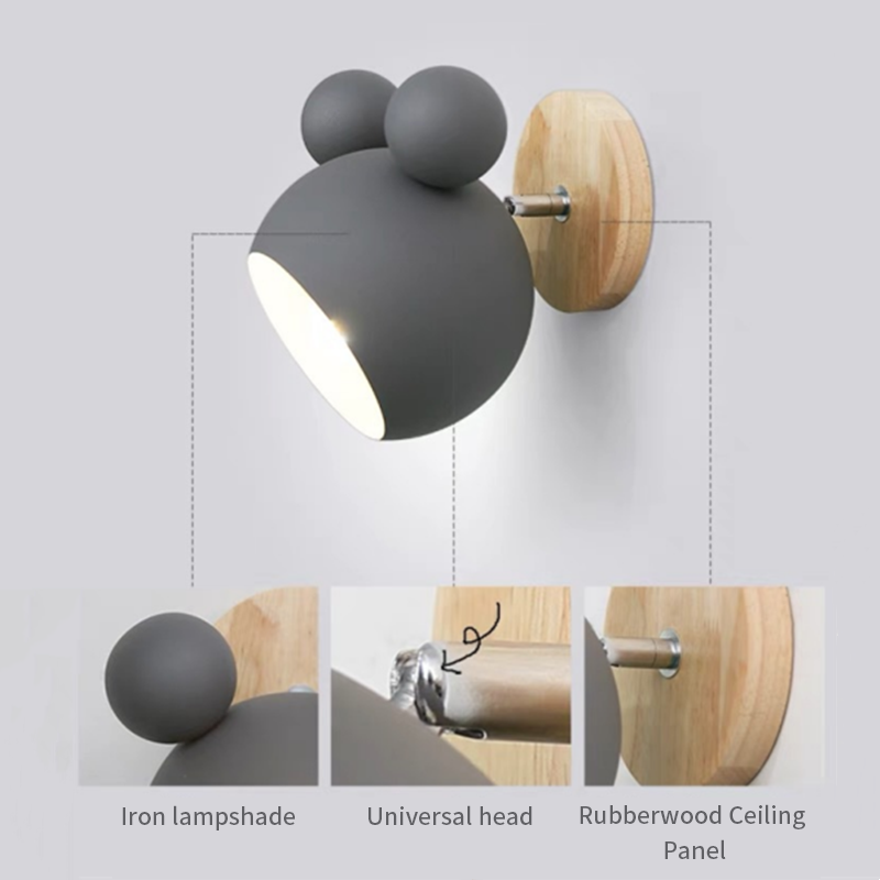 Nordic Wall Lamp Bedroom Bedside Lamp Pink Cute Personality Decorative Lamp Macaron Simple Children's Room Wall Lamp