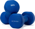 Weights Dumbbells Set Women & Men - Neoprene-Coated & Sweat-Resistant Weights Set with Anti-Roll Technology & A3 Exercise Poster, Gym Equipment for Home, 1-10 Kg Dumb Bells Pair