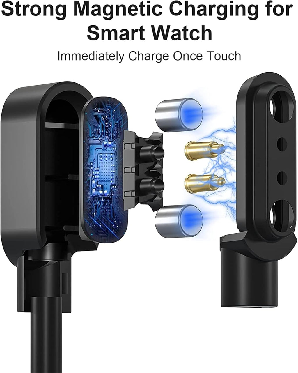 Compatible with Donerton Smartwatch Charger,  Magnetic USB Charging Cable Replacement Charger for Donerton P22/Popglory Smartwatch/Canmixs, Feifuns, Kalinco P22 1.4'' Smartwatch (Black)