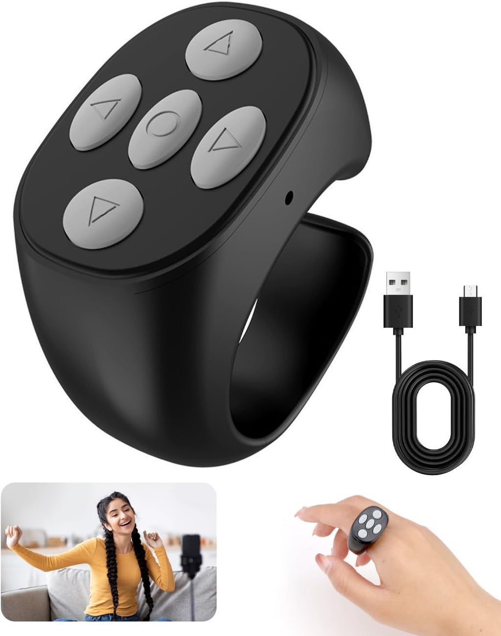 For T-Iktok Remote Control Ring Wireless Scrolling Ring-Style Bluetooth