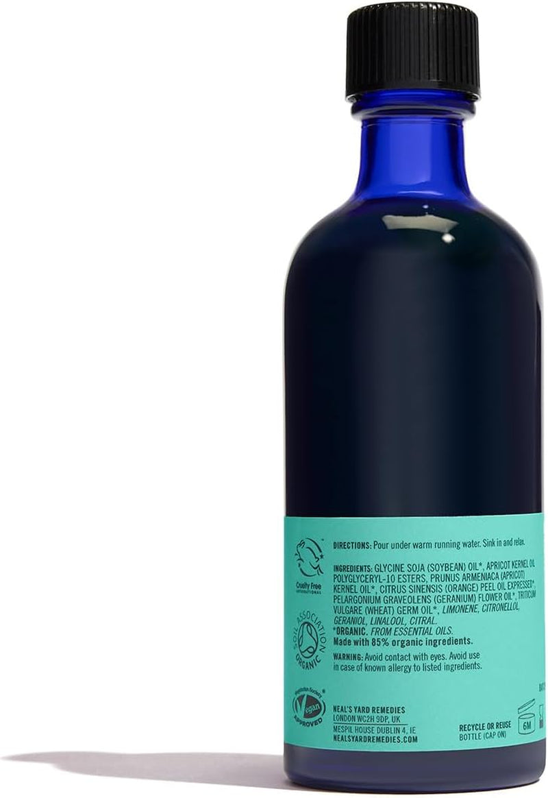 Geranium & Orange Bath Oil, Energise Body & Mind, Uplifting Scents, Bath Soak, Vegan & Cruelty-Free, 100Ml