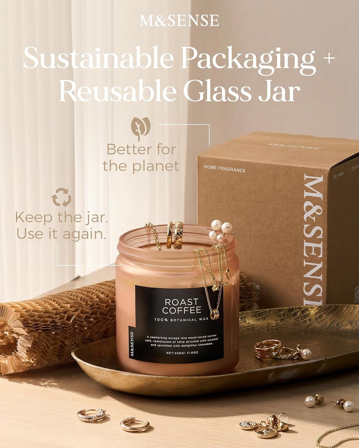 Sandalwood Rose Medium Aromatherapy Candles for Relaxing Stress Relief 330G 70H Soy Wax Scented Candles Gifts for Women Men 2 Wick Organic Non Toxic Home Fragrance Candles for Bedroom