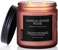 Sandalwood Rose Medium Aromatherapy Candles for Relaxing Stress Relief 330G 70H Soy Wax Scented Candles Gifts for Women Men 2 Wick Organic Non Toxic Home Fragrance Candles for Bedroom
