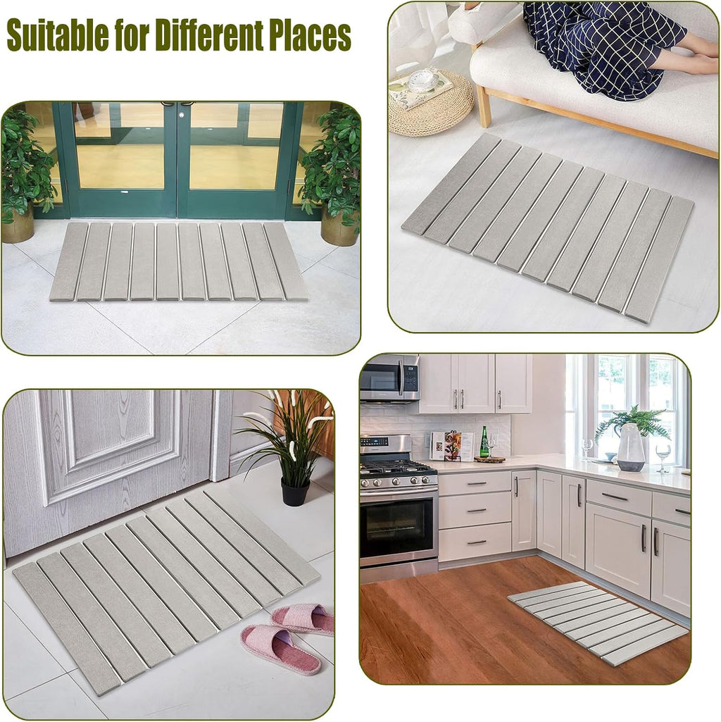 Multi-Piece Combination Diatomite Stone Bath Mats, Non-Slip Washable Modern Mats for Bathroom, Kitchen, Laundry Room, 58 * 39 * 0.8Cm (Gray)