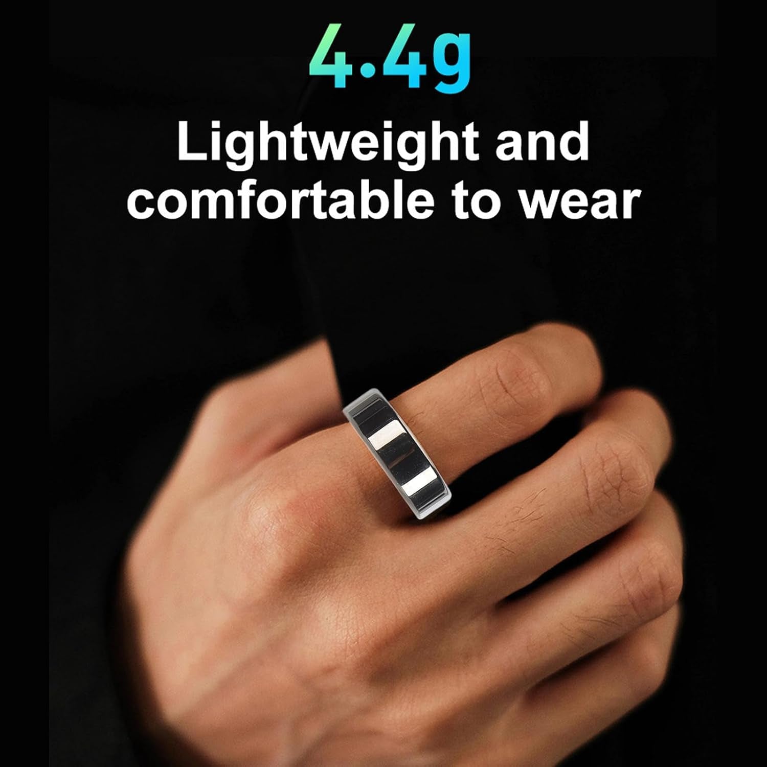 Smart Ring Health Tracker with APP, Fitness Sleep Monitor, Magnetic Charging, Waterproof Ring for Women and Men (BLACK)