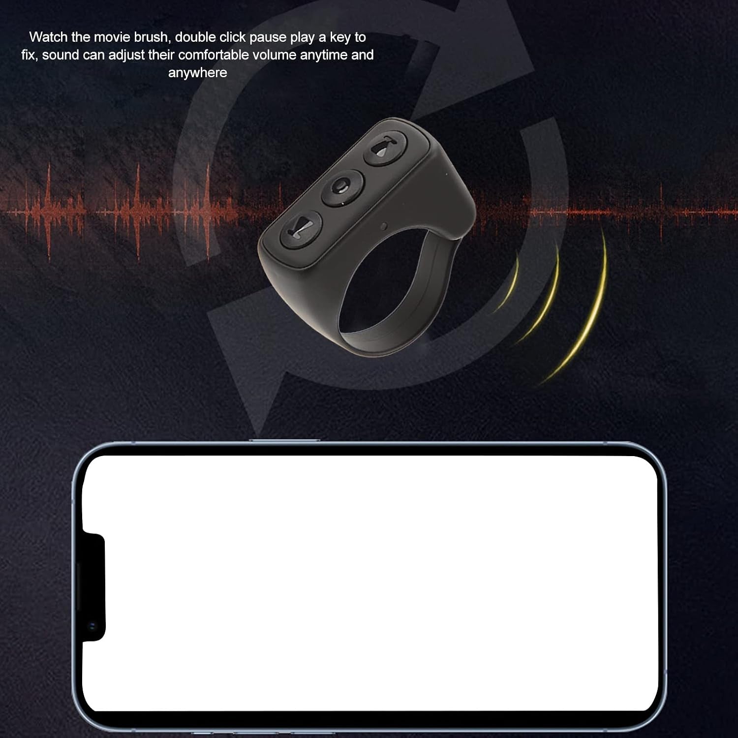 Tiktok Remote Control Kindle APP Page Turner,Bluetooth Camera Video Recording Remote,App Remote Scrolling Ring Clicker,Tik Tok Scrolling Ring for Cell Phone (Black)