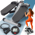 Mini Steppers for Exercise Workout with Resistance Bands and LCD Display 5 Functions — Stepper 3-In-1 for Legs, Glutes and Arms — Adjustable Intensity — Easy to Store Home Workout Equipment