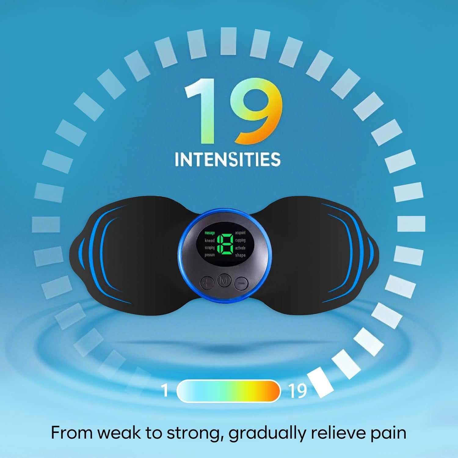 Wirelss TENS Machine for Pain Relief, Nerve Muscle Stimulator for Pain Management with 8 Modes,19 Levels, Mini Neck Massager,Rechargeable TENS Unit for Back,Neck,Shoulder,Knee,Body